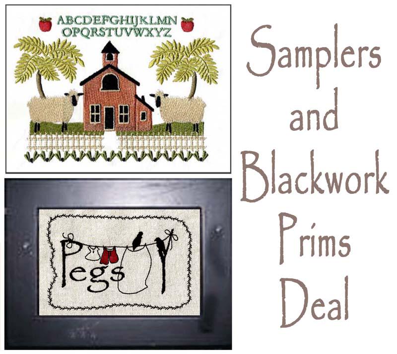 20 FOLKART & PRIM SAMPLER D E A L  ...ready to go, Primitive,Folksy Machine Embroidery Designs