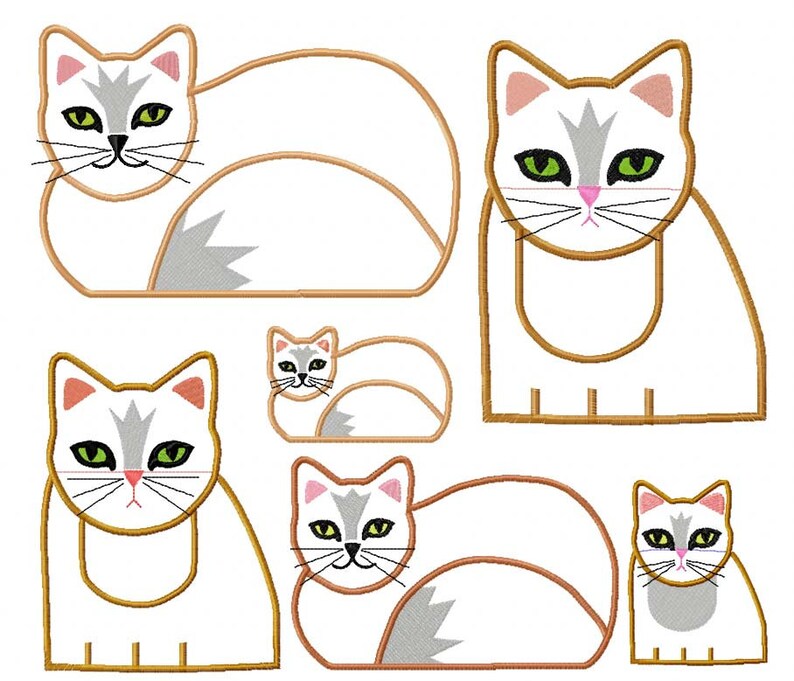 CAT APPLIQUES Machine Embroidery Designs Etsy