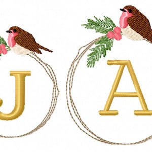 Whimsy  Robin Wreath  in 2 sizes.  .Christmas Machine Embroidery Designs