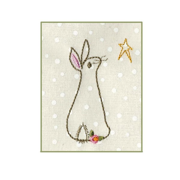 Whimsy Rabbit 1.  with SVG For the 4x4 and 5x7 hoop Prim/folk art Machine Embroidery Designs
