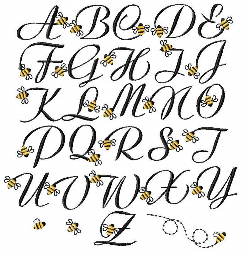 BUMBLE Bee FONT Machine Embroidery Designs Etsy Australia