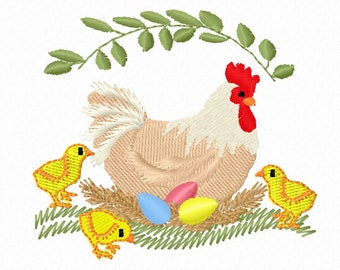 Chicken On NEST ...   Machine Embroidery Designs