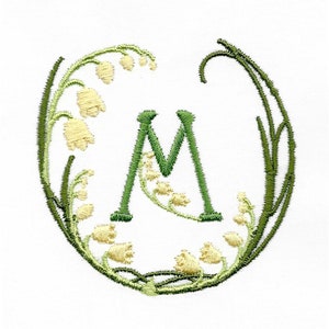 NOUVEAU LILY of the VALLEY Monograms. Machine embroidery Designs