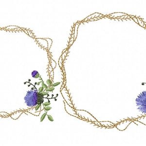 SIMPLE THISTLE  WREATH in 2 sizes Machine embroidery Designs
