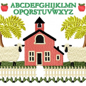 FOLKART SAMPLER, Schulhaus Schaf.   Maschinenstickerei