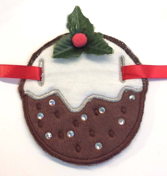FELT Christmas Puddings x4 Card Topper//Embellishment