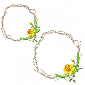 SIMPLE DAFFODIL WREATH in 2 sizes Machine embroidery Designs