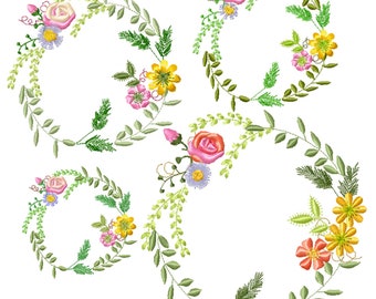 WATERCOLOUR WREATH 1 in 4 SIZES Machine embroidery Designs