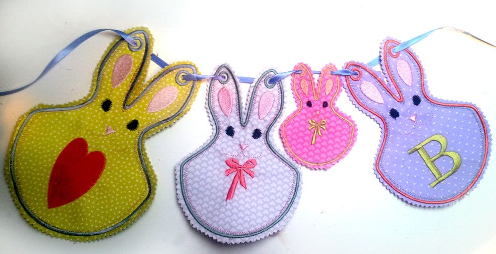 EASTER BUNNY BUNTING Machine embroidery Designs | Etsy
