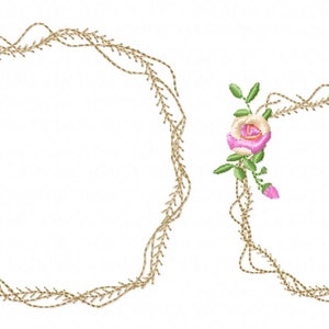 SIMPLE ROSE WREATH in 2 sizes Machine embroidery Designs