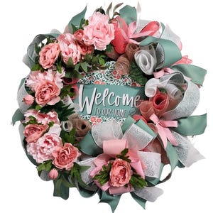 Elegant Sage & Blush Welcome Wreath