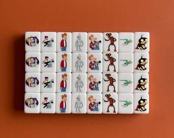 65 blokken van 30 mm Seaside Style Escape Game in Mahjong-stijl, tegelspel voor kinderen, van ABS-kunststof, ontsnappingsspel, met doe-het-zelf pvc- stickers, drie extra stickers