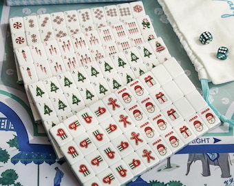 Juego de Mahjong Americano Navideño, 160 fichas, Regalo para Noche de Juegos Navideño