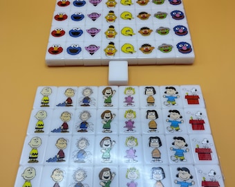 Seaside Escape Mahjong Tile Game: Sesame Street Vs Peanuts XL Tiles
