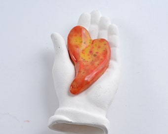 All Occasion Gift Ceramic Hand and heart wall Decor, My Heart is in your Hand Ceramic Wall art