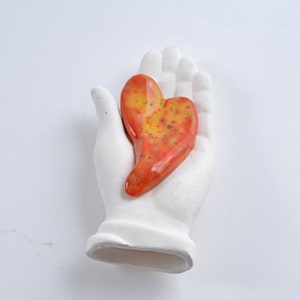 All Occasion Gift Ceramic Hand and heart wall Decor, My Heart is in your Hand Ceramic Wall art image 1