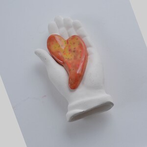 All Occasion Gift Ceramic Hand and heart wall Decor, My Heart is in your Hand Ceramic Wall art image 2