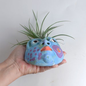 Whimsical Goddess of Good Hair Ceramic wall sculpture Air plant holder Gift image 2