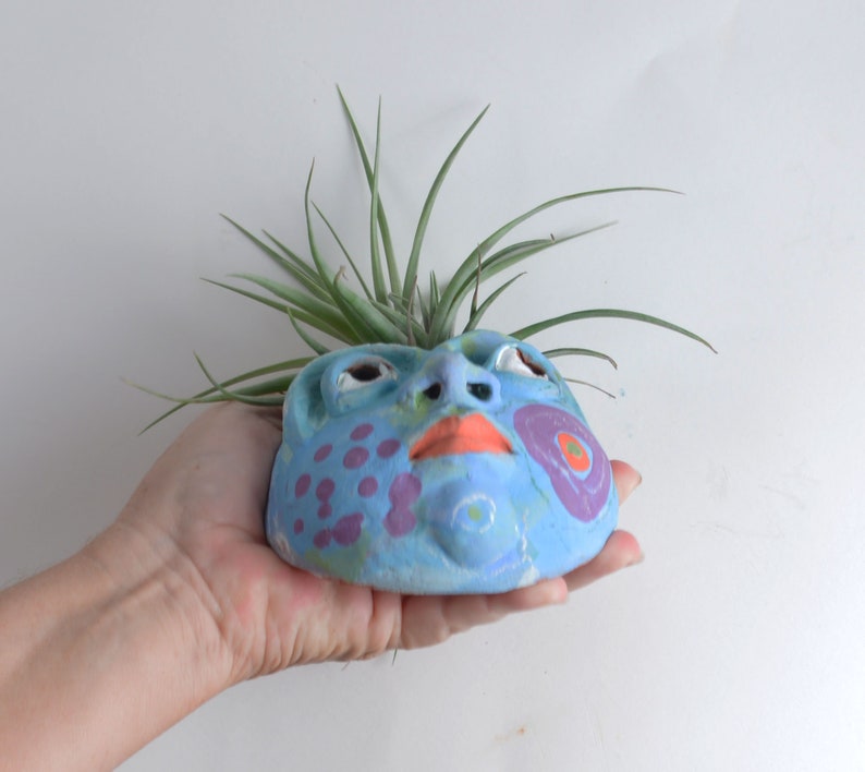 Whimsical Goddess of Good Hair Ceramic wall sculpture Air plant holder Gift image 2