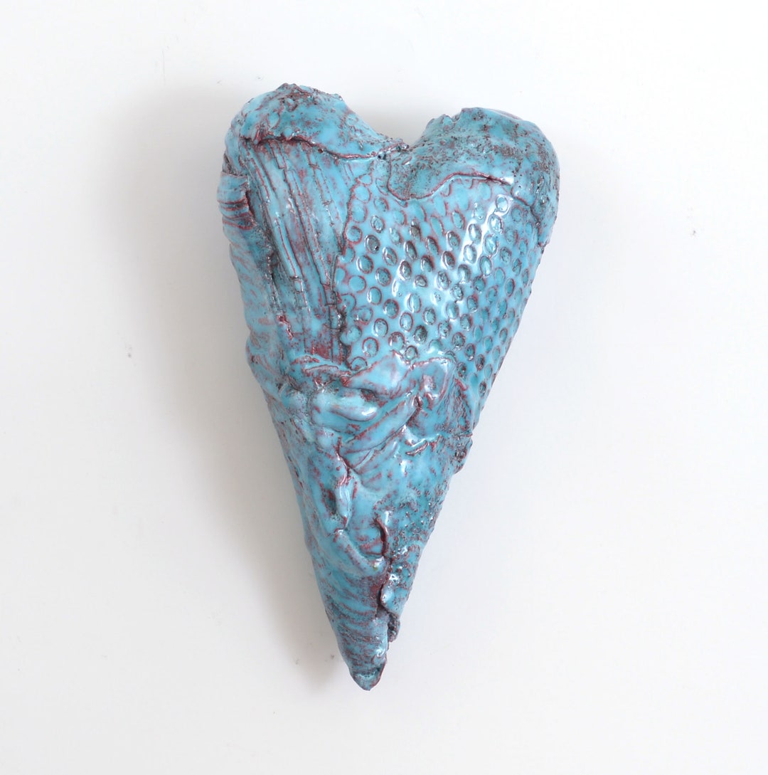 Heart Wall Hanging Textured Ceramic Heart Wall Decor Etsy