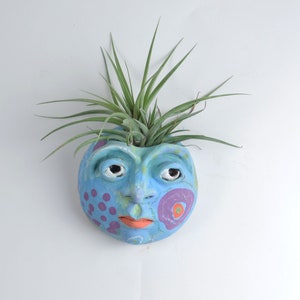 Whimsical Goddess of Good Hair Ceramic wall sculpture Air plant holder Gift image 2