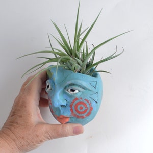 Whimsical Goddess of Good Hair Ceramic wall sculpture Air plant holder Gift image 7