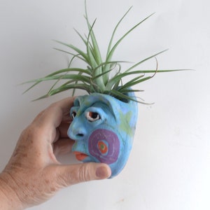 Whimsical Goddess of Good Hair Ceramic wall sculpture Air plant holder Gift image 4