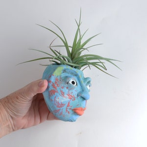 Whimsical Goddess of Good Hair Ceramic wall sculpture Air plant holder Gift image 6