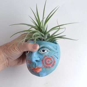 Whimsical Goddess of Good Hair Ceramic wall sculpture Air plant holder Gift image 4