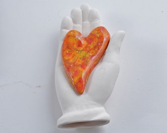 All Occasion Gift Ceramic Hand and heart wall Decor, My Heart is in your Hand Ceramic Wall art cardiologist gift