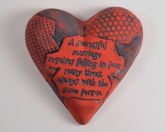 Clay Heart Wall Art Ceramic Heart with Sucessful Marriage Quote MADE TO ORDER