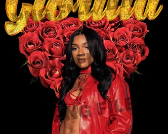 Vintage Glorilla T-Shirt Design: Retro Rapper, Red Rose (PNG File)