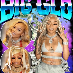 Big Glo png, rapper bootleg png, hip hop png, glorilla png, digital design, sublimation design, vintage glorilla shirt,