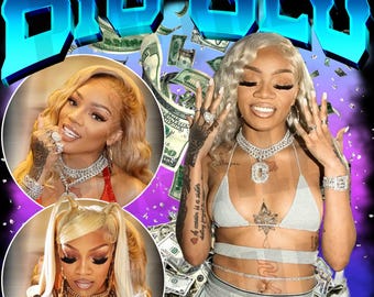 Big Glo Rapper PNG: Vintage Bootleg Design (Digital Download)