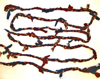 Americana Handmade Braided Garland (4 Available) Your choice of Length Burgundy Navy Blue & Cream Tree Garland Banisters Bowl Filler