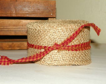 Burlap Ribbon 2 1/2" Wide with Rolled Edges Burlap Ribbon, 10 Yards, 30 Feet, FREE SHIPPING