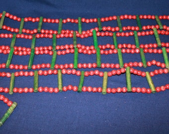 Vintage Wood Bead Garland 9 Feet Long, ONLY ONE Strand Available FREE Shipping Trees Mantels Doorways Banisters Wreaths