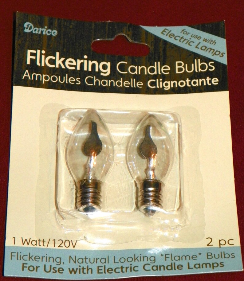 Flameless FREE SHIPPING Night Light Flicker Bulbs C7 Christmas or Night Light Size Bulbs 12 Clear Glass Bulb with Orange Flame