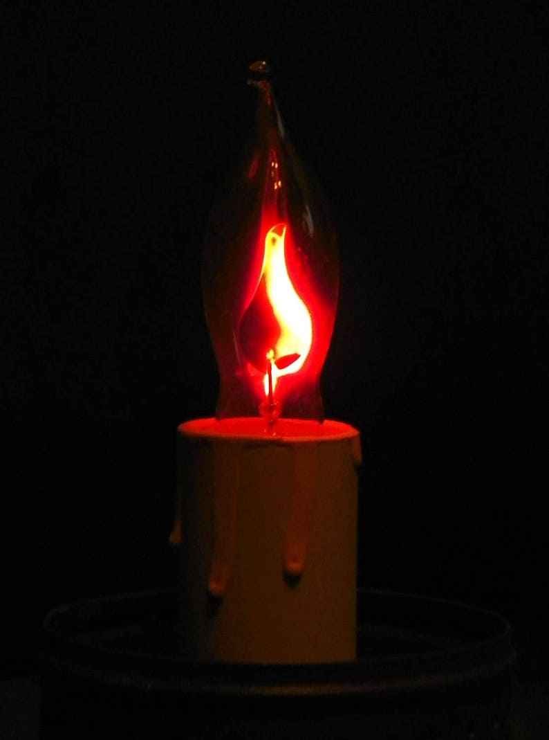 Flameless FREE SHIPPING Night Light Flicker Bulbs C7 Christmas or Night Light Size Bulbs 12 Clear Glass Bulb with Orange Flame