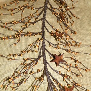 Mustard Pip Berries 40 of Berries and Rusty Metal Stars, Perfect for Bannister, Mantels, Ladders, Floral, Primitive Berries, FREE SHIPPING image 5