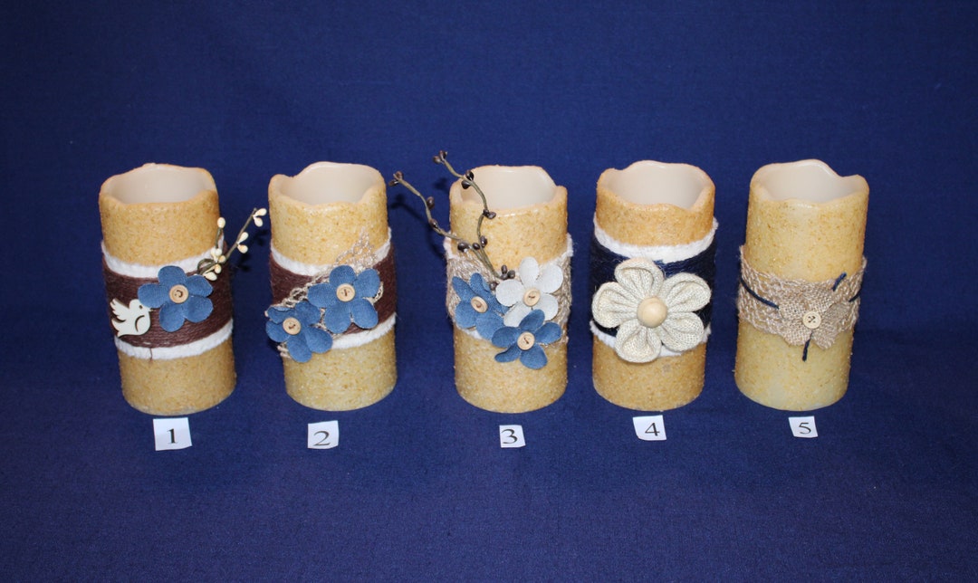 LED Pillar Candle 6 Inch Primitive Flamesless Textured TIMER PILLAR