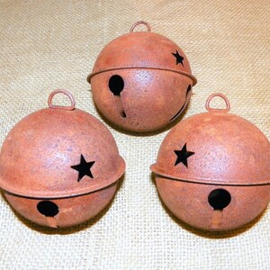 RUSTY BELLS Set of 3 Bells with Star Cutouts, 80MM or 3 1/8 Inch Rusty Metal Primitive Bell with Star Cutouts image 3