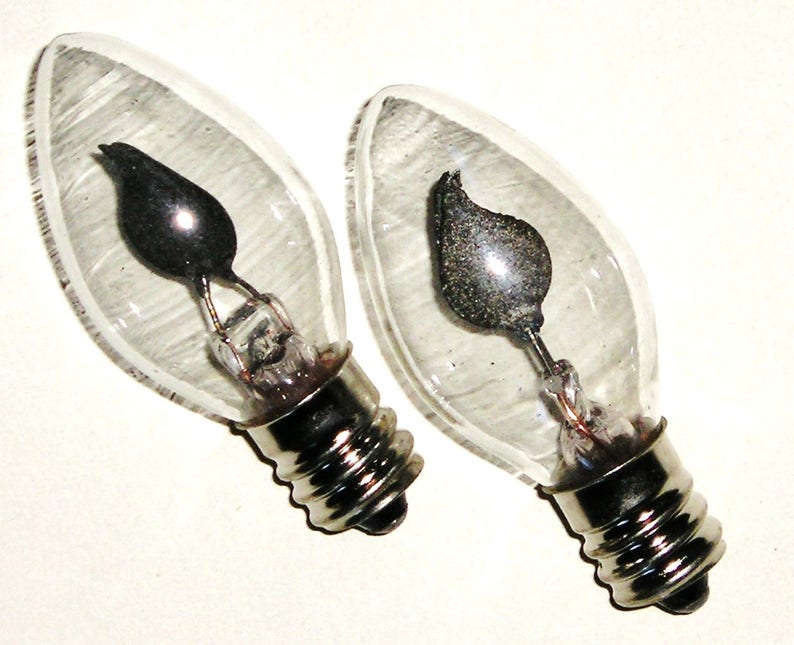 Flameless FREE SHIPPING Night Light Flicker Bulbs C7 Christmas or Night Light Size Bulbs 12 Clear Glass Bulb with Orange Flame