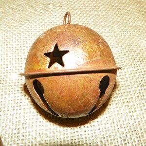 RUSTY BELLS Set of 3 Bells with Star Cutouts, 80MM or 3 1/8 Inch Rusty Metal Primitive Bell with Star Cutouts image 4