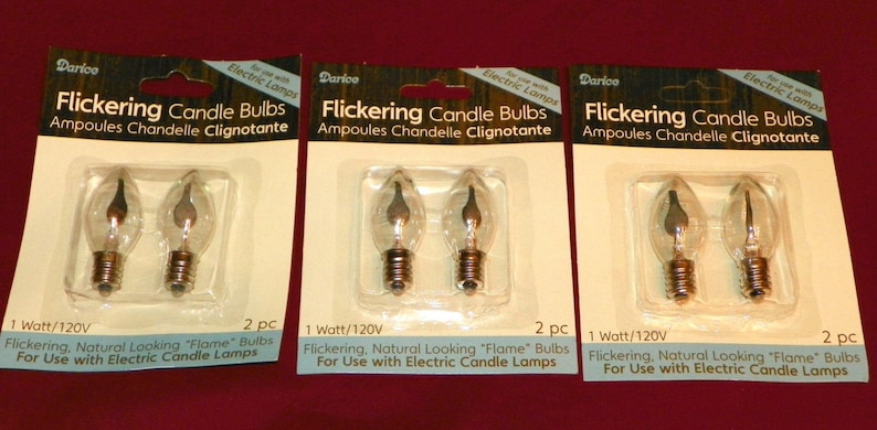 Flameless FREE SHIPPING Night Light Flicker Bulbs C7 Christmas or Night Light Size Bulbs 12 Clear Glass Bulb with Orange Flame