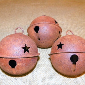 RUSTY BELLS Set of 3 Bells with Star Cutouts, 80MM or 3 1/8 Inch Rusty Metal Primitive Bell with Star Cutouts image 2