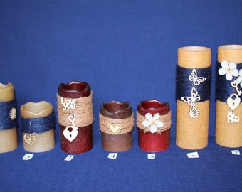 LED Pillar Candle Your Choice of 4, 6 or 9 Inch Primitive Flameless Textured TIMER PILLAR Candles, Battery, Free Shipping