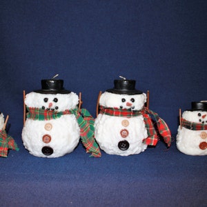 SNOWMAN CANDLE, a Primitive Pillar Candle, Your Choice of Size and Color