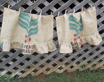 Coffee Sack Curtain Etsy