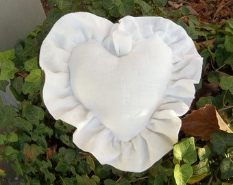Ruffled Heart Pillow - Romantic Home Decor - Ring Bearer’s Pillow MissHettie